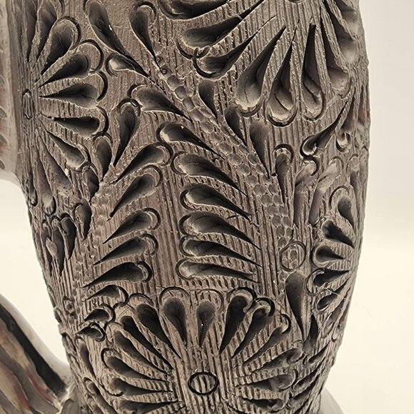 Handcarved Pearlescent Black Koi Fish Incense Burner Asian Meditation Pottery - Picture 4 of 8